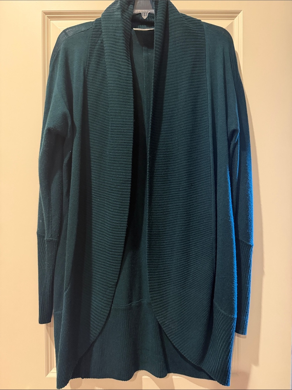 RD Style Open-Front Teal Shawl Collar Cardigan
